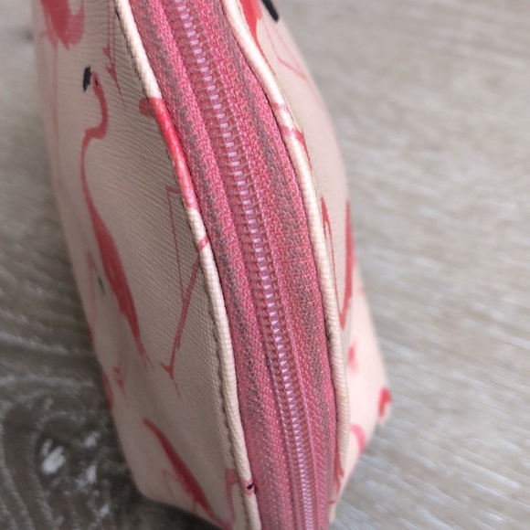 [kate spade] Flamingo Printed Quality Leather Zip-Up Pink Cosmetic Small Bag - Picture 8 of 10